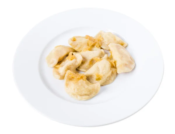 Oekraïense dumplings Varik met aardappelpuree. — Stockfoto