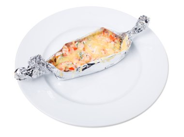 Peynir ve sebze ile başarısız tavuk fileto.