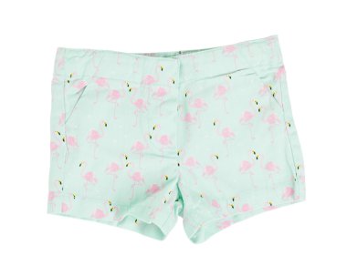 Yeşil flamingo desenle şort.