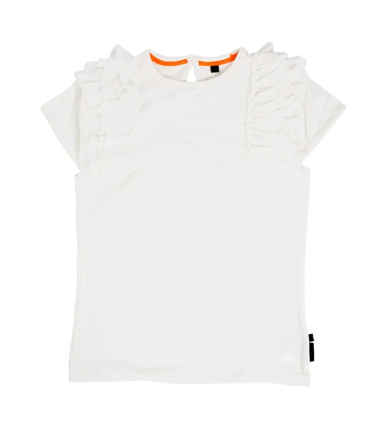 White cotton frilled t-shirt. — Stock Photo, Image