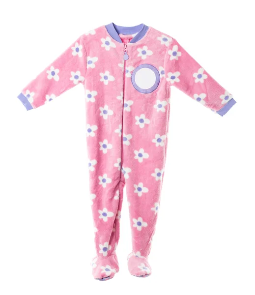 Pink fleece pajamas with floral pattern. — Stock Photo, Image