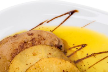 Izgara domuz eti bonfile ananas ile closeup.