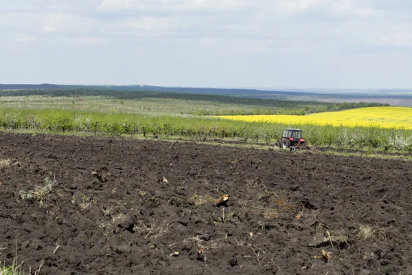 トラクターの耕起フィールド. — ストック写真