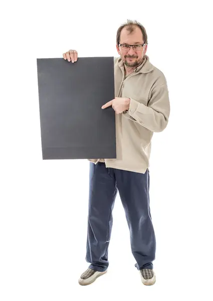 Muž, který držel černý list. — Stock fotografie