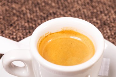 Closeup aromatik espresso kahve Kupası.
