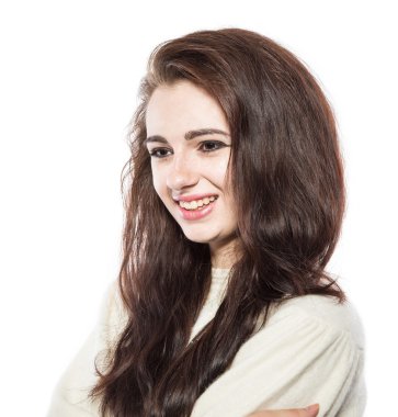 Güzel model çiller ile gülümseyen portresi.