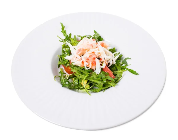 Schneekrebssalat mit Pomelo und Rucola. — Stockfoto