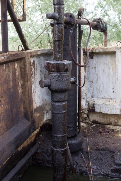 Uzavřené Ropné Pole Moldavsku Detailní Záběr — Stock fotografie