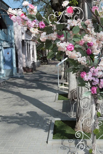 Fleurs Artificielles Dans Conception Des Rues Ville Une Nouvelle Vague — Photo