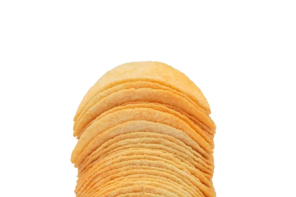 Stack Potato Chips Isolated White Background Close — Stock Photo, Image
