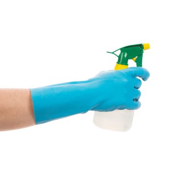 sprey şişe elini tutar. 