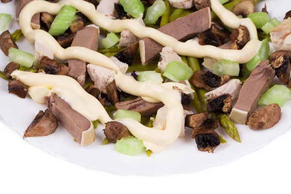 Meat salad with mushrooms — Stock Photo, Image
