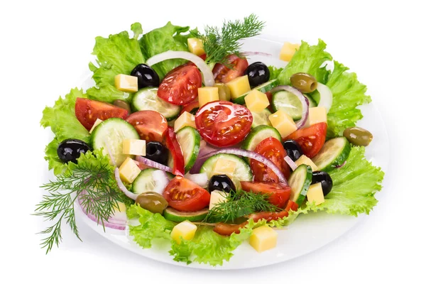 Griechischer Salat im Teller — Stockfoto