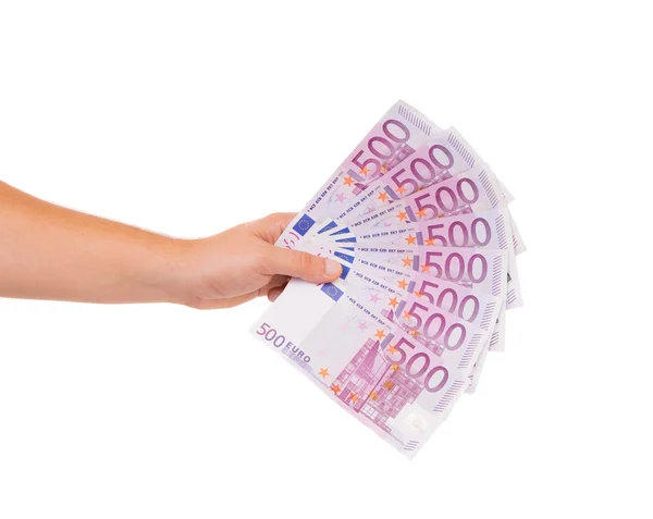 Hand holding five hundred euro bills — Stock Photo, Image