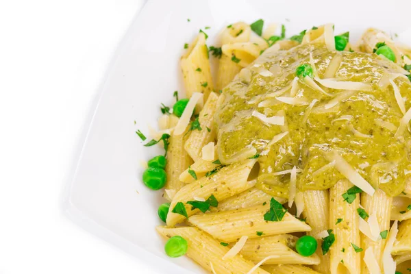 Pasta with pesto sauce — Stock Photo, Image