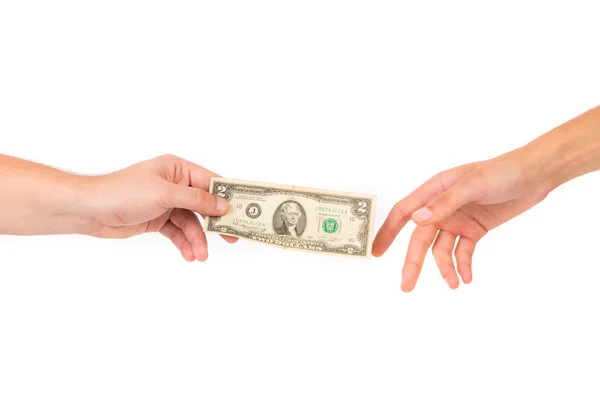 Hand reicht Geld. — Stockfoto