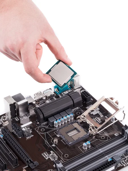 Electronic board and microchip — Stock Photo, Image