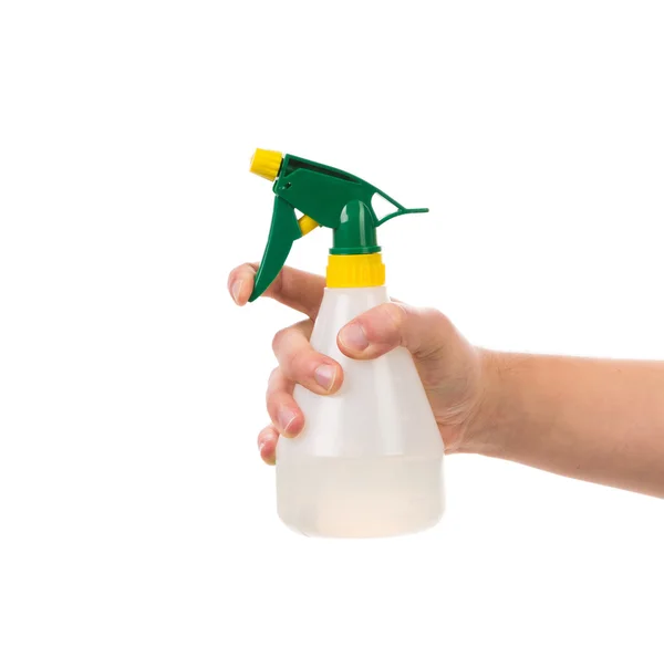 Hand holds spray bottle. — Stock Photo, Image