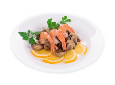 mantarlı karides salatası.