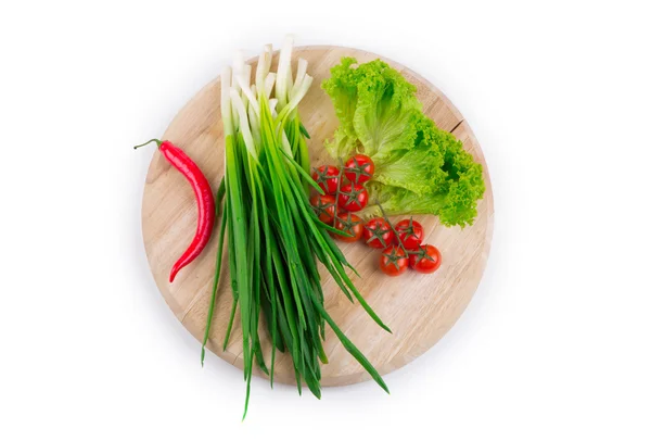 Groene ui met rode peper — Stockfoto