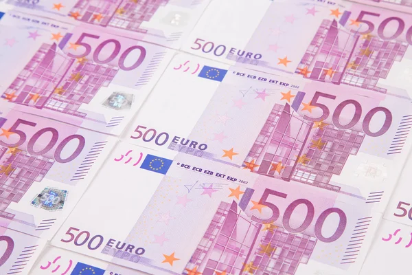 Vijf honderden eurobankbiljetten. — Stockfoto