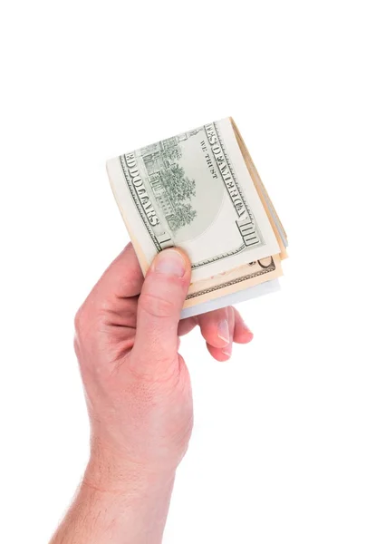 Ręczne trzymanie banknotu dolarowego — Zdjęcie stockowe