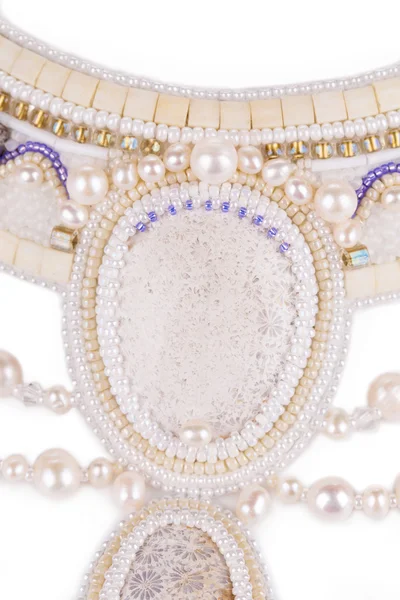 White necklace close up. — Stock Photo, Image