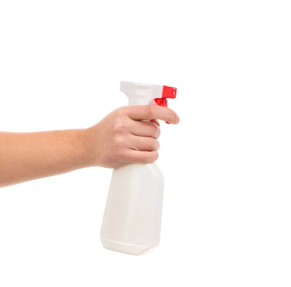 Hand hält Sprühflasche. — Stockfoto