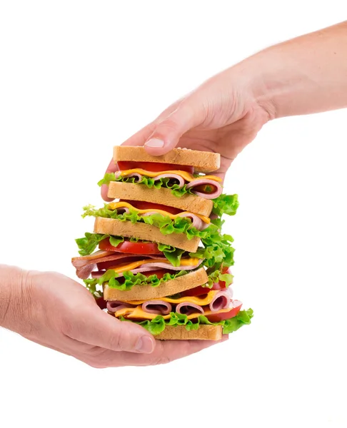 Sandwich in hands — Stock Photo, Image