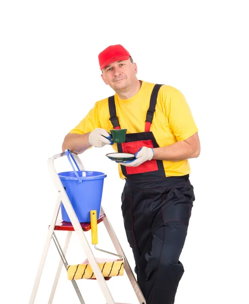 Worker on ladder — Stock Photo, Image