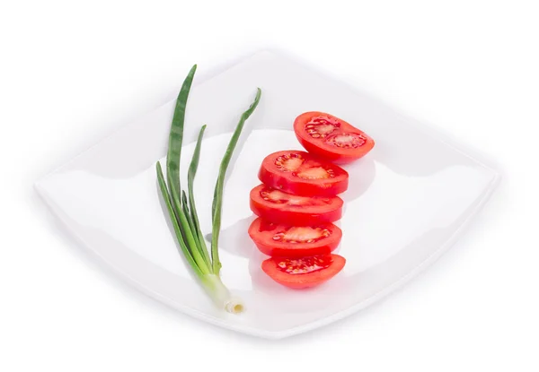 Tomate y cebolla de primavera — Foto de Stock