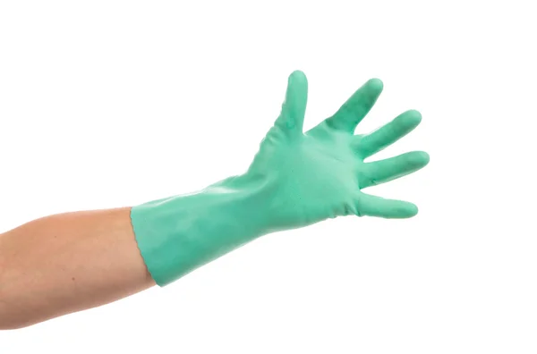 Hand in green glove. — Stock Photo, Image