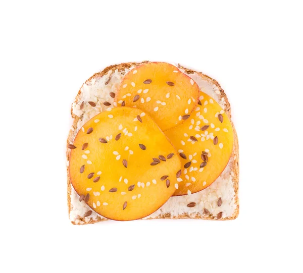 Toast s broskví — Stock fotografie