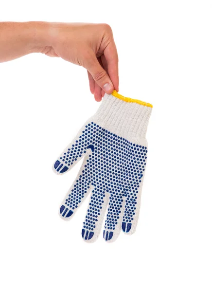Hand met rubberen handschoen. — Stockfoto