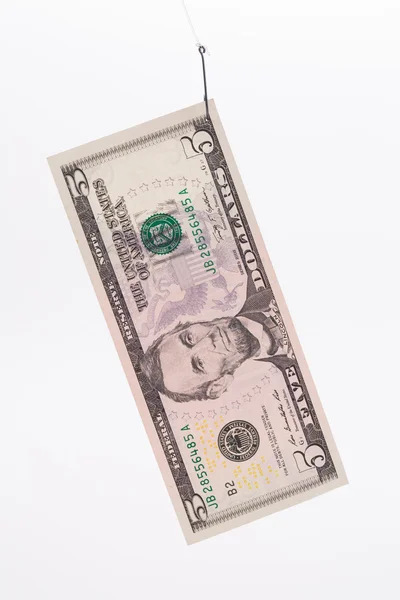훅에 달러 지폐. — 스톡 사진