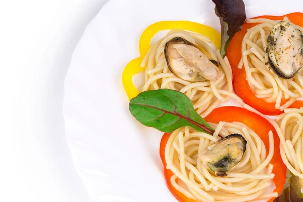 Tasty italian pasta with seafood. — Stock Photo, Image