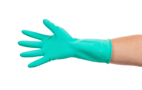 Hand in green glove. — Stock Photo, Image