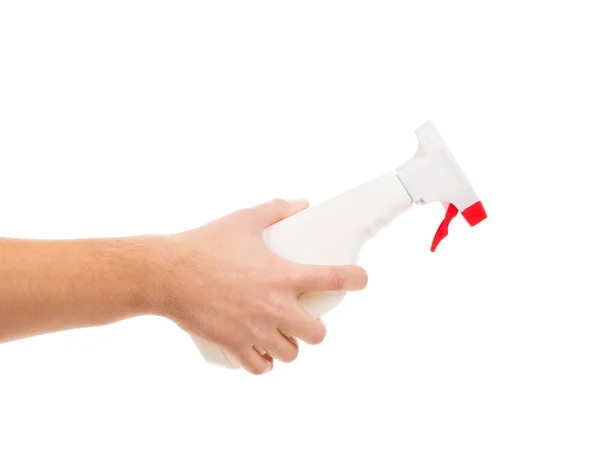 Hand holding spray bottle. — Stock Photo, Image