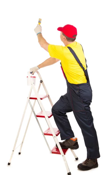 Werknemer op ladder — Stockfoto