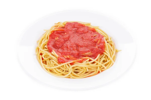 Makaron z sosem pomidorowym — Zdjęcie stockowe