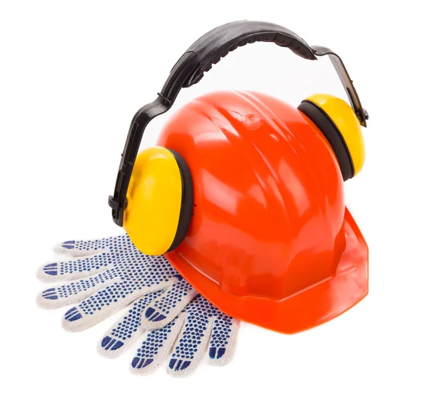Hard hat with gloves. — Stock Photo, Image