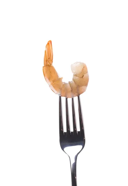 Camarones en tenedor . — Foto de Stock