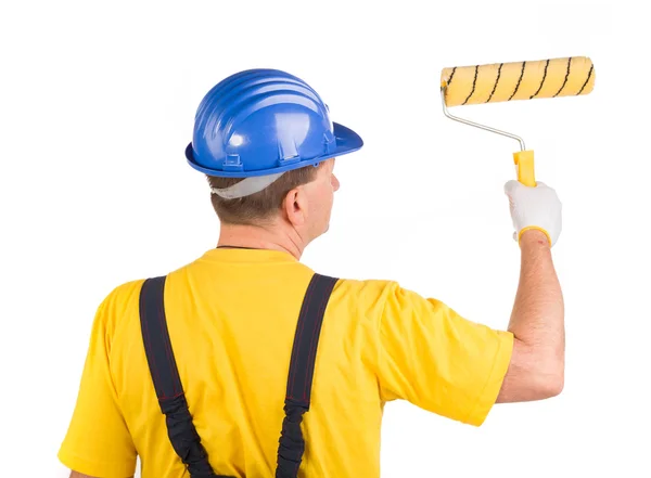 Worker with roller — Stock Photo, Image