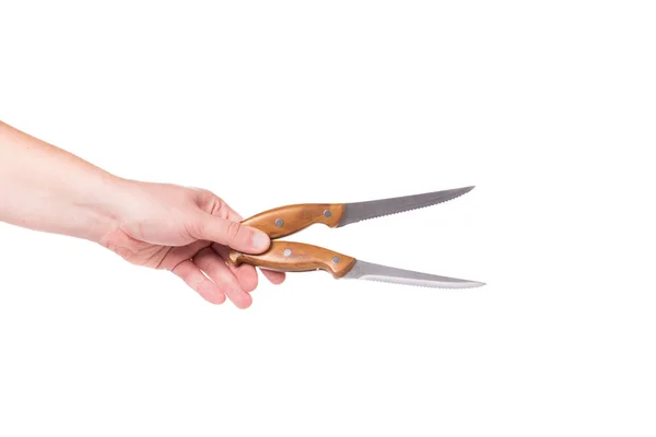 Hand hält Messer in der Hand — Stockfoto
