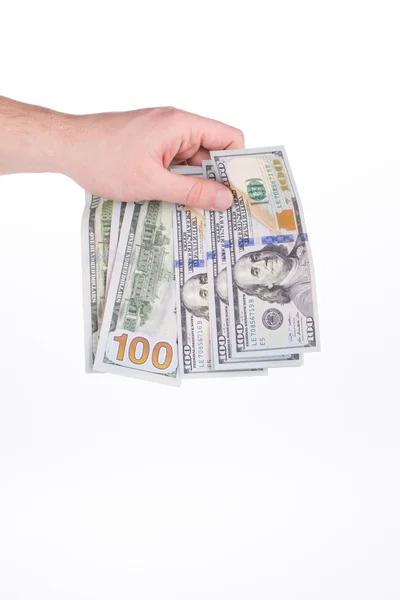 Hand hält Hundert-Dollar-Scheine. — Stockfoto