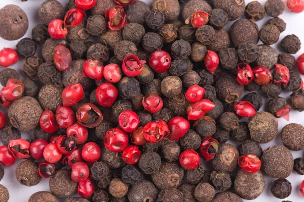 Conjunto de pilhas de pimenta vermelho e preto . — Fotografia de Stock