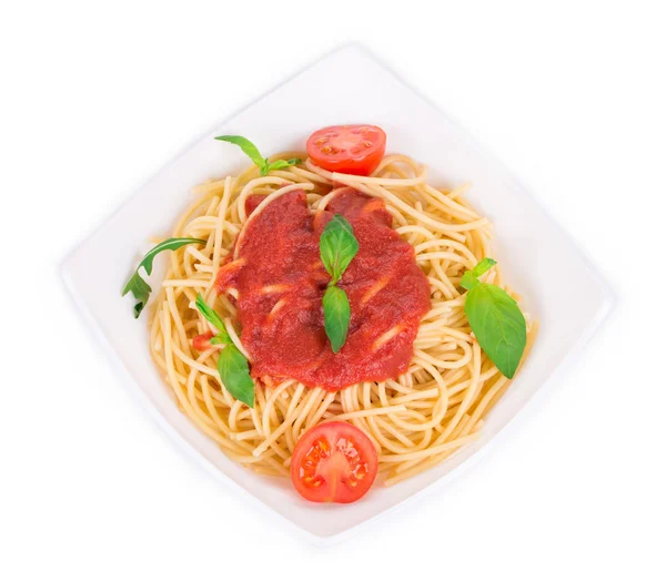 Pasta med tomatsås. — Stockfoto