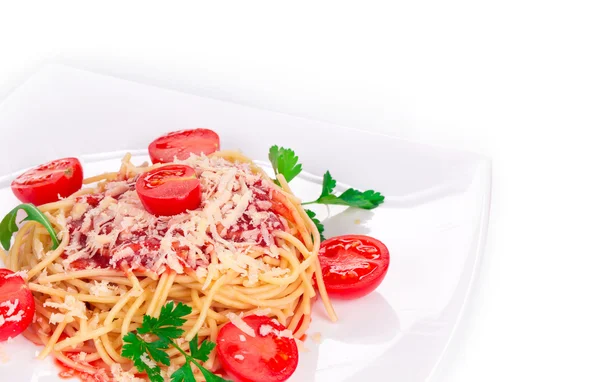 Nudeln mit Tomatensauce — Stockfoto