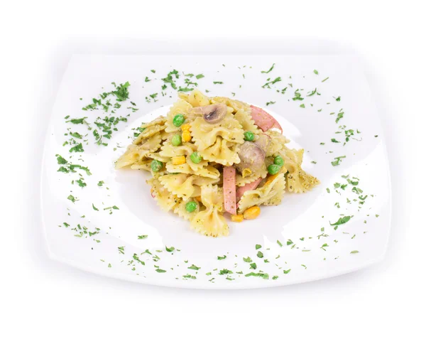 Pasta farfalle con prosciutto — Foto Stock