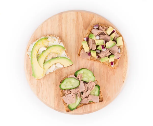 Healthy avocado sandwiches — Stock Photo, Image